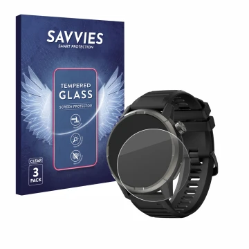 Parte frontale di una confezione del prodotto con il logo del marchio Savvies. Accanto è raffigurato il dispositivo Kiprun GPS