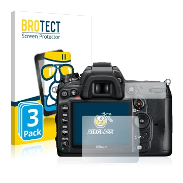 Parte frontale di una confezione del prodotto con il logo del marchio BROTECT. Accanto è raffigurato il dispositivo Nikon D700
