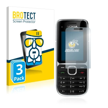 Parte frontale di una confezione del prodotto con il logo del marchio BROTECT. Accanto è raffigurato il dispositivo Nokia C2-0