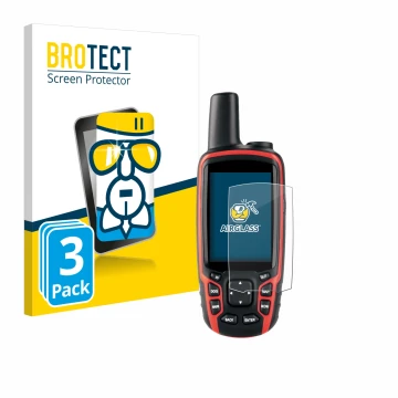 Parte frontale di una confezione del prodotto con il logo del marchio BROTECT. Accanto è raffigurato il dispositivo Garmin Ast