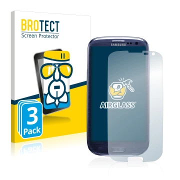 Parte frontale di una confezione del prodotto con il logo del marchio BROTECT. Accanto è raffigurato il dispositivo Samsung Ga