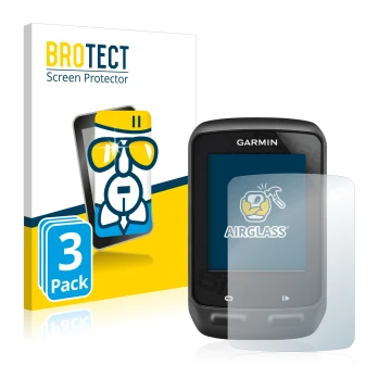 Parte frontale di una confezione del prodotto con il logo del marchio BROTECT. Accanto è raffigurato il dispositivo Garmin Edg