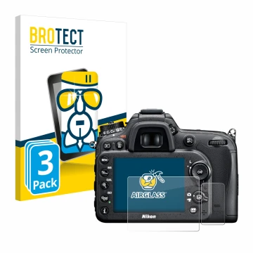 Parte frontale di una confezione del prodotto con il logo del marchio BROTECT. Accanto è raffigurato il dispositivo Nikon D710