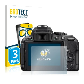 Parte frontale di una confezione del prodotto con il logo del marchio BROTECT. Accanto è raffigurato il dispositivo Nikon D530