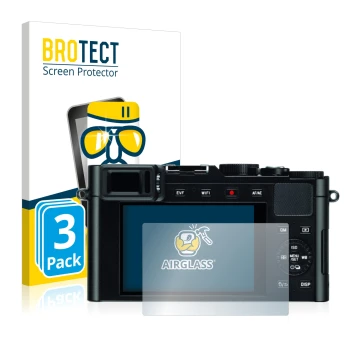 Parte frontale di una confezione del prodotto con il logo del marchio BROTECT. Accanto è raffigurato il dispositivo Leica D-Lu