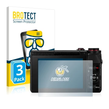 Parte frontale di una confezione del prodotto con il logo del marchio BROTECT. Accanto è raffigurato il dispositivo Canon Powe