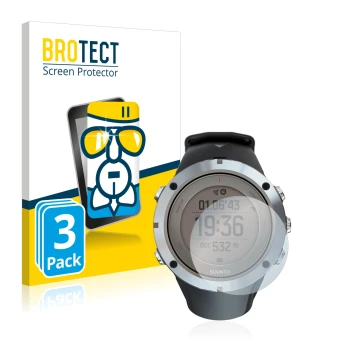Parte frontale di una confezione del prodotto con il logo del marchio BROTECT. Accanto è raffigurato il dispositivo Suunto Amb