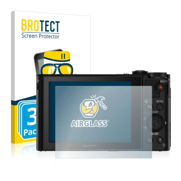 Parte frontale di una confezione del prodotto con il logo del marchio BROTECT. Accanto è raffigurato il dispositivo Sony Cyber