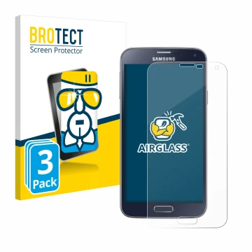 Parte frontale di una confezione del prodotto con il logo del marchio BROTECT. Accanto è raffigurato il dispositivo Samsung Ga
