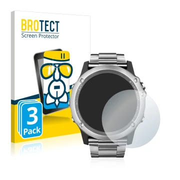 Parte frontale di una confezione del prodotto con il logo del marchio BROTECT. Accanto è raffigurato il dispositivo Garmin Fen