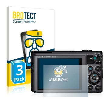 Parte frontale di una confezione del prodotto con il logo del marchio BROTECT. Accanto è raffigurato il dispositivo Canon Powe