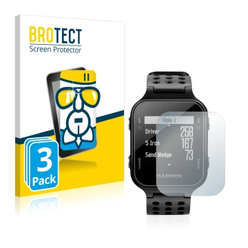 Parte frontale di una confezione del prodotto con il logo del marchio BROTECT. Accanto è raffigurato il dispositivo Garmin App