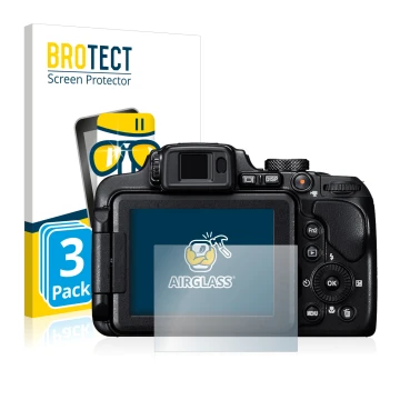 Parte frontale di una confezione del prodotto con il logo del marchio BROTECT. Accanto è raffigurato il dispositivo Nikon Cool