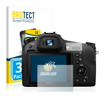 Parte frontale di una confezione del prodotto con il logo del marchio BROTECT. Accanto è raffigurato il dispositivo Sony Cyber