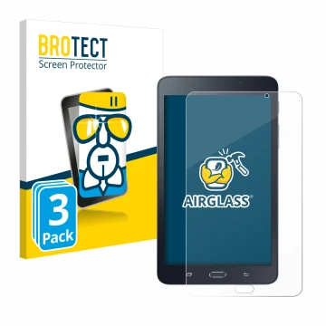Parte frontale di una confezione del prodotto con il logo del marchio BROTECT. Accanto è raffigurato il dispositivo Samsung Ga