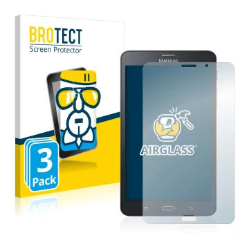 Parte frontale di una confezione del prodotto con il logo del marchio BROTECT. Accanto è raffigurato il dispositivo Samsung Ga