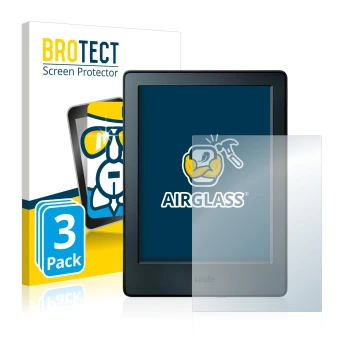 Parte frontale di una confezione del prodotto con il logo del marchio BROTECT. Accanto è raffigurato il dispositivo Amazon Kin