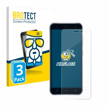 Parte frontale di una confezione del prodotto con il logo del marchio BROTECT. Accanto è raffigurato il dispositivo ASUS ZenFo