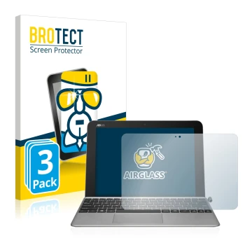 Parte frontale di una confezione del prodotto con il logo del marchio BROTECT. Accanto è raffigurato il dispositivo ASUS Trans