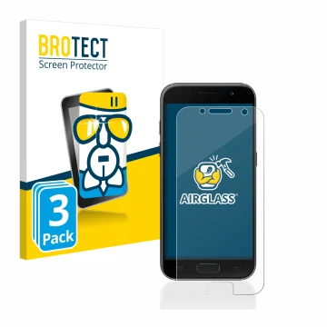 Parte frontale di una confezione del prodotto con il logo del marchio BROTECT. Accanto è raffigurato il dispositivo Samsung Ga