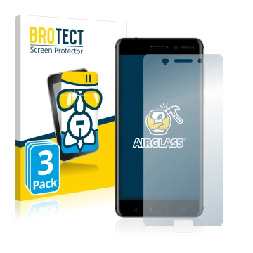 Parte frontale di una confezione del prodotto con il logo del marchio BROTECT. Accanto è raffigurato il dispositivo Nokia 6 20