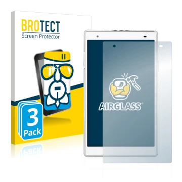 Parte frontale di una confezione del prodotto con il logo del marchio BROTECT. Accanto è raffigurato il dispositivo Lenovo Tab