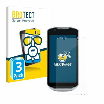 Parte frontale di una confezione del prodotto con il logo del marchio BROTECT. Accanto è raffigurato il dispositivo Zebra TC56