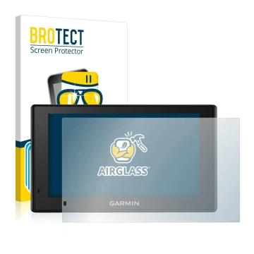 Parte frontale di una confezione del prodotto con il logo del marchio BROTECT. Accanto è raffigurato il dispositivo Garmin Dri