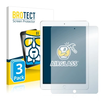 Parte frontale di una confezione del prodotto con il logo del marchio BROTECT. Accanto è raffigurato il dispositivo Apple iPad