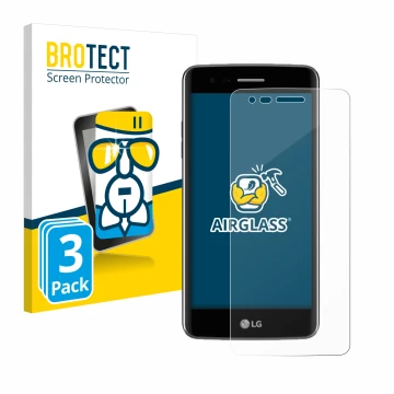 Parte frontale di una confezione del prodotto con il logo del marchio BROTECT. Accanto è raffigurato il dispositivo LG K8 2017