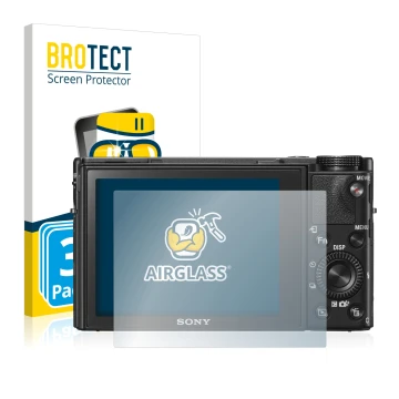 Parte frontale di una confezione del prodotto con il logo del marchio BROTECT. Accanto è raffigurato il dispositivo Sony Cyber