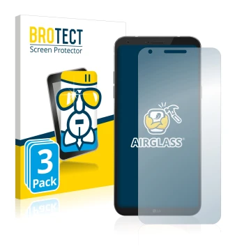 Parte frontale di una confezione del prodotto con il logo del marchio BROTECT. Accanto è raffigurato il dispositivo LG Q6 con 