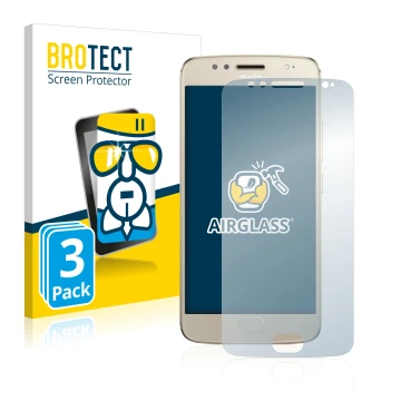 Parte frontale di una confezione del prodotto con il logo del marchio BROTECT. Accanto è raffigurato il dispositivo Motorola M
