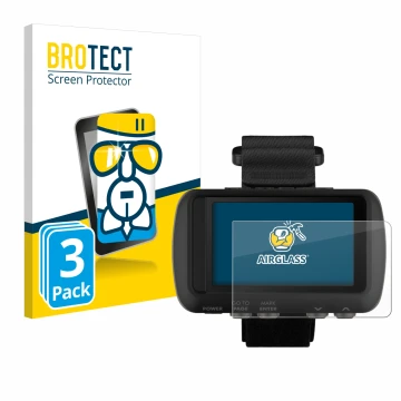 Parte frontale di una confezione del prodotto con il logo del marchio BROTECT. Accanto è raffigurato il dispositivo Garmin For