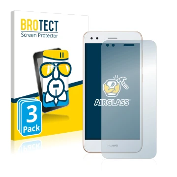 Parte frontale di una confezione del prodotto con il logo del marchio BROTECT. Accanto è raffigurato il dispositivo Huawei P9 