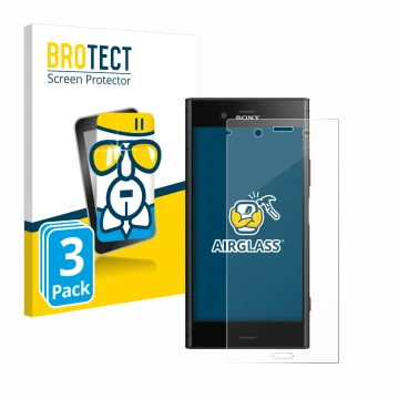 Parte frontale di una confezione del prodotto con il logo del marchio BROTECT. Accanto è raffigurato il dispositivo Sony Xperi