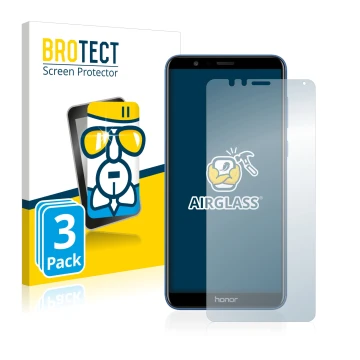 Parte frontale di una confezione del prodotto con il logo del marchio BROTECT. Accanto è raffigurato il dispositivo Honor 7X c