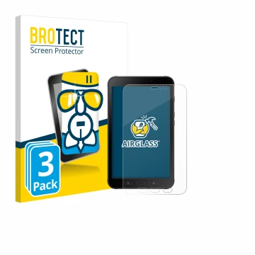 Parte frontale di una confezione del prodotto con il logo del marchio BROTECT. Accanto è raffigurato il dispositivo Samsung Ga