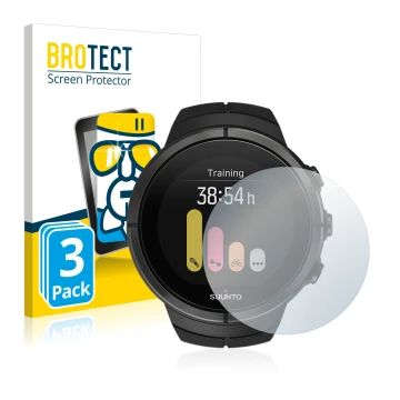 Parte frontale di una confezione del prodotto con il logo del marchio BROTECT. Accanto è raffigurato il dispositivo Suunto Spa