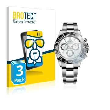 Parte frontale di una confezione del prodotto con il logo del marchio BROTECT. Accanto è raffigurato il dispositivo Rolex Cosm