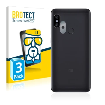 Parte frontale di una confezione del prodotto con il logo del marchio BROTECT. Accanto è raffigurato il dispositivo Xiaomi Red