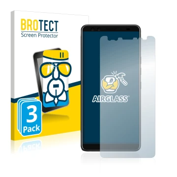 Parte frontale di una confezione del prodotto con il logo del marchio BROTECT. Accanto è raffigurato il dispositivo HTC U12 Pl