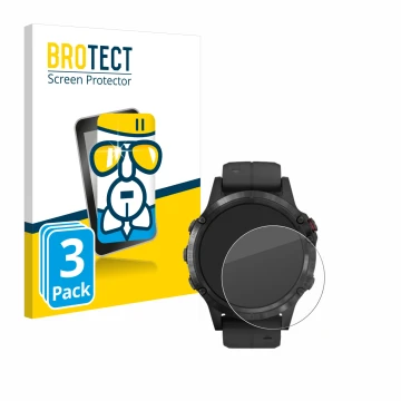 Parte frontale di una confezione del prodotto con il logo del marchio BROTECT. Accanto è raffigurato il dispositivo Garmin Fen