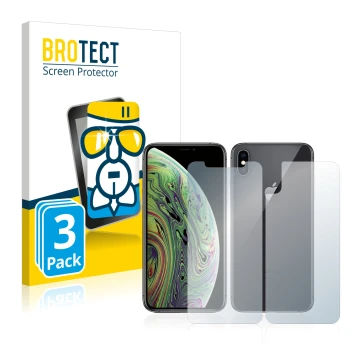 Parte frontale di una confezione del prodotto con il logo del marchio BROTECT. Accanto è raffigurato il dispositivo Apple iPho