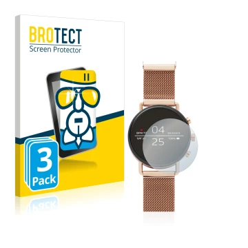 Parte frontale di una confezione del prodotto con il logo del marchio BROTECT. Accanto è raffigurato il dispositivo Skagen Sma