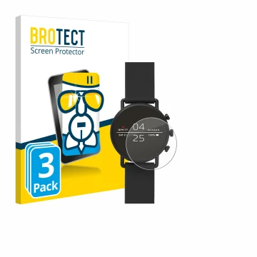 Parte frontale di una confezione del prodotto con il logo del marchio BROTECT. Accanto è raffigurato il dispositivo Skagen Sma