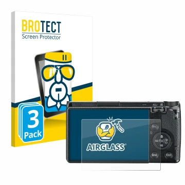 Parte frontale di una confezione del prodotto con il logo del marchio BROTECT. Accanto è raffigurato il dispositivo Ricoh GR I