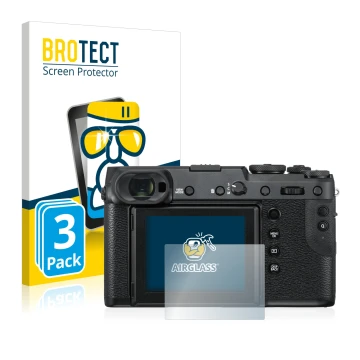 Parte frontale di una confezione del prodotto con il logo del marchio BROTECT. Accanto è raffigurato il dispositivo Fujifilm G