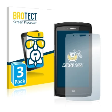 Parte frontale di una confezione del prodotto con il logo del marchio BROTECT. Accanto è raffigurato il dispositivo Crosscall 