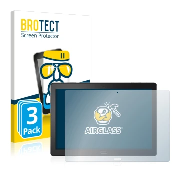 Parte frontale di una confezione del prodotto con il logo del marchio BROTECT. Accanto è raffigurato il dispositivo Lenovo Tab